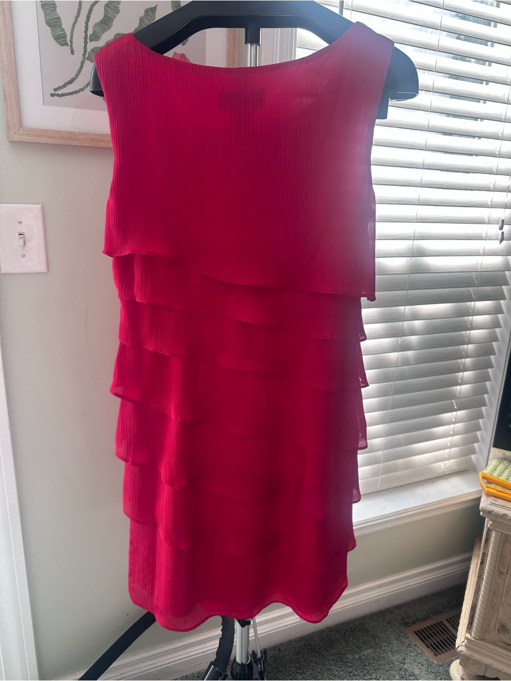 connected apparel Hot Pink Layered Sleeveless Mini Dress - Picture 3 of 4